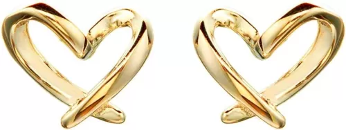 Minimalist Gold Heart Sterling Silver Earrings for Women Girls Charm Hollow Love Hearted Stud Tiny Small Cartilage Tragus Post Pin Hypoallergenic Pierced Ear Christmas Birthday Jewelry Gifts