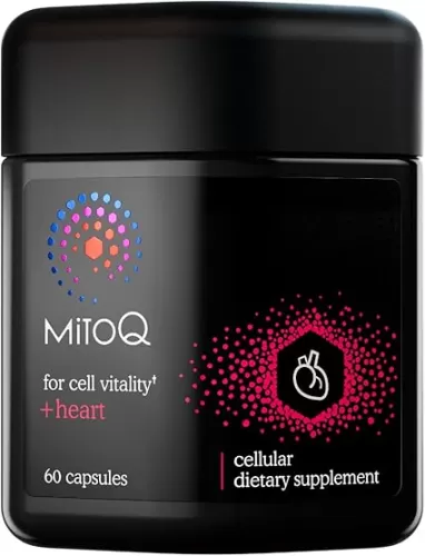 MitoQ +Heart Premium CoQ10 Antioxidant - Contains Mitoquinol Mesylate, Magnesium, L-Carnitine & Vitamin D3 - Supports Cardiovascular and Circulatory Health, & Cell Vitality (60 Capsules)