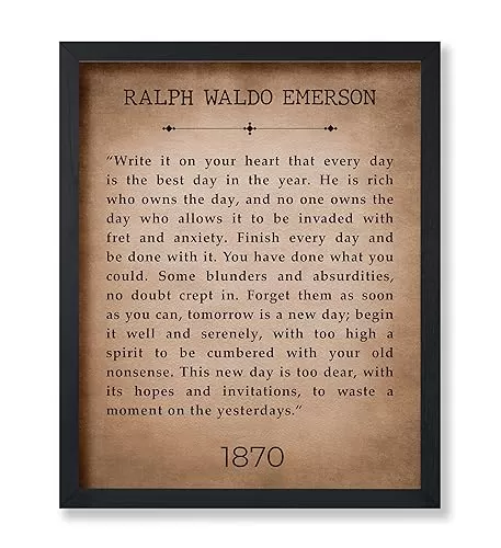 Monem Art Ralph Waldo Emerson Poster - Write it On Your Heart Print - Motivational Quote Art - Inspiring Gift for Men, Women - Typography Decor for Bedroom, Living Room - 8x10 UNFRAMED Wall Art