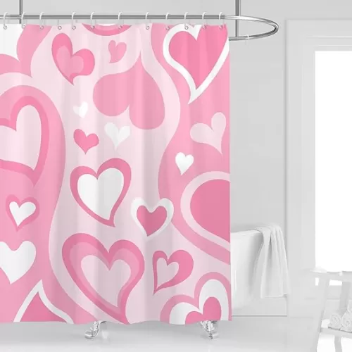 Pink Heart Shower Curtain 60