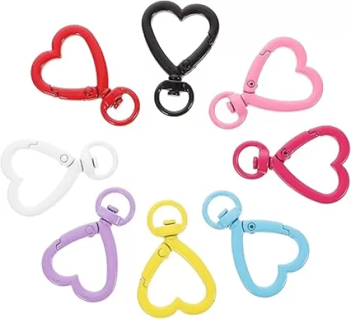 PRETYZOOM 10Pcs Metal Heart Shape Keychain DIY Lobster Claw Snap Hooks Design Hanging Buckle Key Ring Spring Snap Keychain Clip Crafts Buckle