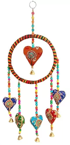 Rastogi Handicrafts Handmade Crafted Home Decoration Hanging Birds, Elephant, Heart Shape Door Ornaments Shandler (Heart Ring)