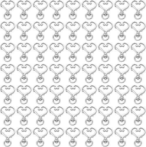 RP Remarkable Power, 100 Pack Silver Metal Heart Shape Claw Swivel Lobster Clasp Alloy Snap Hook Keychain Clip for Jewelry Making Bag Accessories DIY Craft