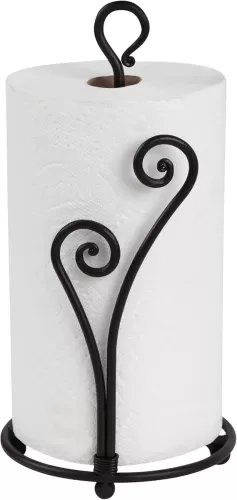 RTZEN Matte Black Paper Towel Holder Countertop - Decorative Farmhouse Paper Towel Roll Holder - Rustic Metal Modern Stand for Kitchen or Bathroom (Heart Shaped)