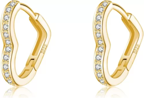 SLUYNZ 925 Sterling Silver CZ Love Hoop Earrings for Women Teens Love Heart Hoop Earrings for Mother's Day