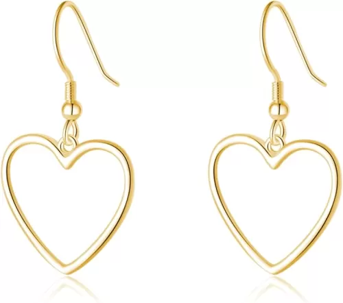 SLUYNZ Solid 925 Sterling Silver 1.8CM Hollow Heart Drop Earrings for Women Teens Sweet Love Dangle Earrings