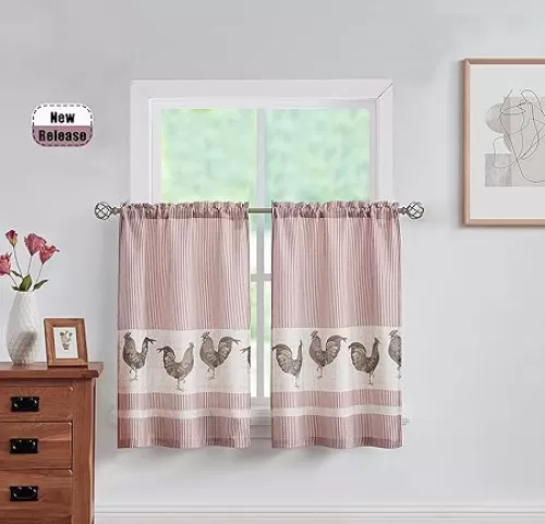 SXZJTEX Farmhouse Rooster Kitchen Boho Rustic Curtains Tier, Rod Pocket Panels for Living Room, Kitchen, Bathroom and Cafa, 27