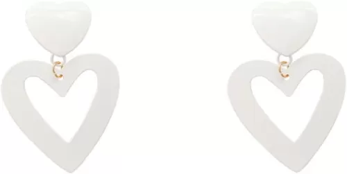 Vintage White Heart Drop Earrings Funky Statement Elegant Sweet Baby Blue Heart Simple Personality Gifts Accessories for Women