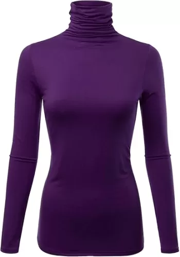 Womens Premium Long Sleeve Turtleneck Lightweight Pullover Top Sweater (S-3X, Made in USA)