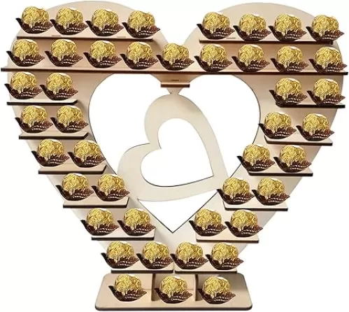 Wooden Chocolate Stand Heart Shaped Cupcake Stand Wedding Chocolates Heart Shaped Cake Stand Reusable Mini Cake Holder Stability Pastry Stand Heart Shelf for Party Wedding Receptions Babyshower