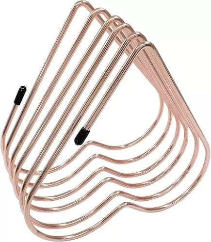 Zorfeter 2 Pcs Heart Shaped File Holder, Iron Storage Rack Vinyl Record Organizer, 5 Slot Desktop Book Storage Rack for Office Home Decor/Book Lovers(Rose Gold)