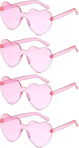 10 Pairs Heart Shaped Sunglasses for Women Rimless Heart Glasses Bachelorette Sunglasses Bulk Valentines Day Gifts