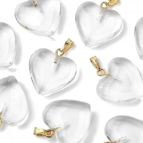 10 Pcs Spray Painted Glass Heart Charms - Imitation Jade & Crystal Love Heart Shaped Charms for Valentine