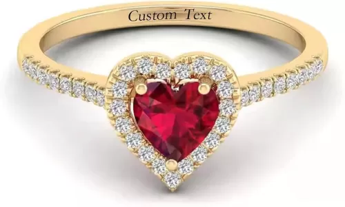 10K 14K 18K Gold 0.28 Cttw Moissanite/Natural Diamond Heart Shaped Gemstone Engagement Ring for Women 1 Carat Halo Heart Birthstone Promise Ring