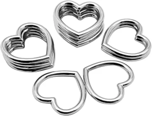 12 Pcs Heart Shape Metal Craft Ring Buckles, Hollow Spring Rings for Crafts, 27mm O Rings for Keychains