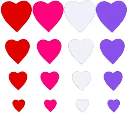 120 Pieces Heart Cutouts Paper Heart Cutouts Paper Hearts 4 Size Large Heart Paper Cut Outs for Valentine's Day Craft (red, Pink, White and Purple)