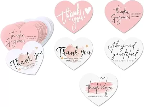 150 Pcs Love Heart Shaped Thank You Cards, 2.36 x 2.76 Blank Notecards For Handwritten Message, Greeting Cards For Wedding, Baby Shower, Small Business, All Occasion