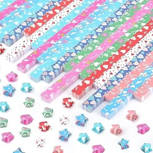 1620 Sheets Origami Star Paper Strips, Loving Heart Star Paper Strips, Lucky Star Paper for Diy Arts Paper Craft Supplies, love (1620 sheets)