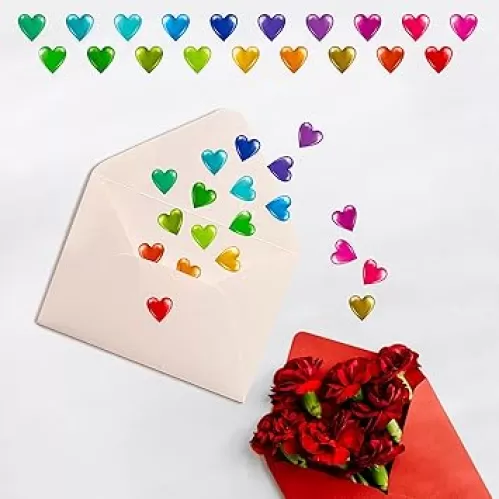 1810 PCS Heart-Shaped Stickers, Colorful Heart Stickers Self-Adhesive Love Decoration Labels in 19 Colors, Use for Valentine