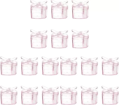 18Pcs Heart Shaped Storage Box Plastic Small Jewelry Box with Lid Candy Boxes for Wedding Christmas Birthday Party Decorating Ornament Container