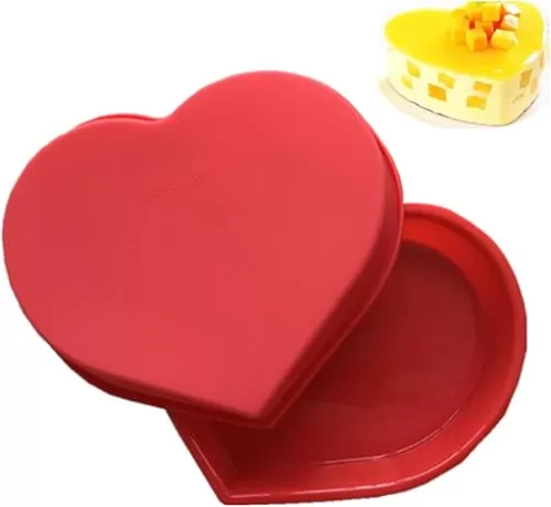 2 Pack Silicone Heart Shaped Cake Pans 8 Inch, Nonstick Baking Pan for Lovely Cakes, Heart Shaped Baking Mold, Heart Cake Pan Set for Birthday, Wedding, Party