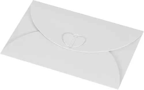 20 Pcs Gift Card Envelopes with Heart Shaped Clasp, Cute Medium Envelopes (6.1 x 4.1 inch) Perfect for Gift Cards, Love Letters, Wedding Greeting Party, Parties and Favors, White