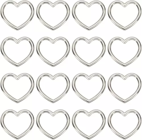 20pcs Heart Shape Metal Craft Ring Buckle, Heart Shape Hollow, for Punk Choker Necklaces, Gothic Accessory