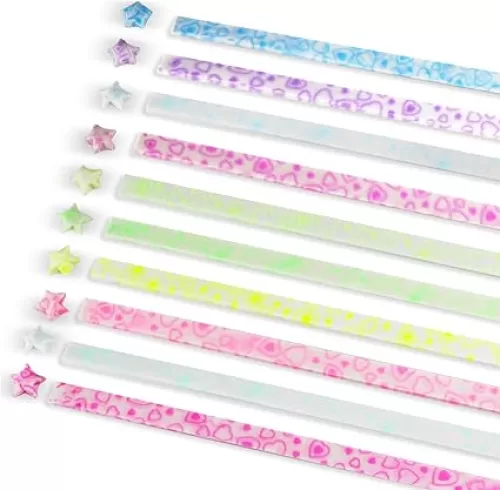 2100 Sheets Paper Star Strips Luminous Origami Star Paper Strip DIY Paper Crafts for Folding Star Handmade Crafts - Heart