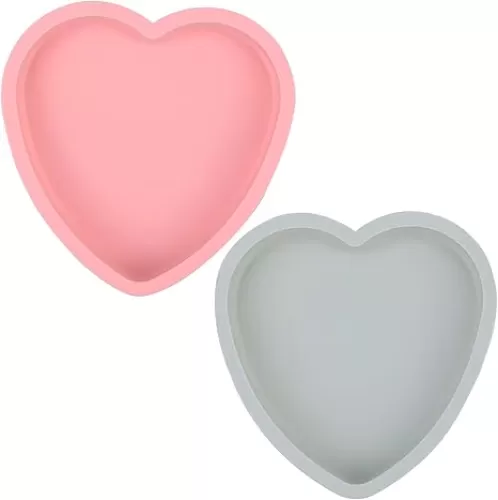 2PCS Heart Shaped Cake Pan Silicone Cake Mold Baking Pans Non-Stick Cake Bakeware Mold, Chocolate Baking Tray Valentine