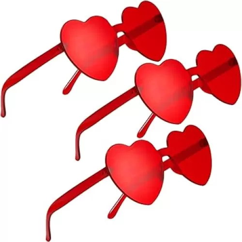 3 Pair Heart Shape Sunglasses for Women, Valentine, Mardi, Gras, Summer Women