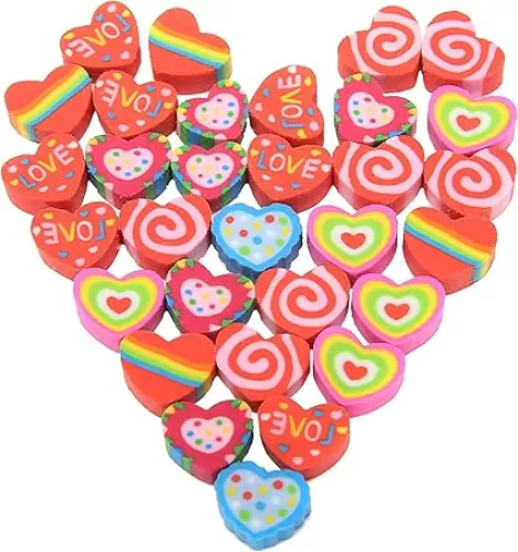 300Pcs Mini Heart Erasers for Kids Bulk, Small Erasers for Valentines Day Gifts Party Favors School Classroom Rewards
