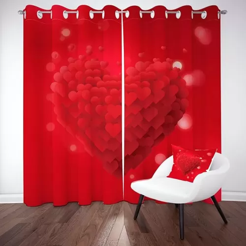 3D Heart Pattern Curtains Blackout, 27.5x63 Inch, Valentine