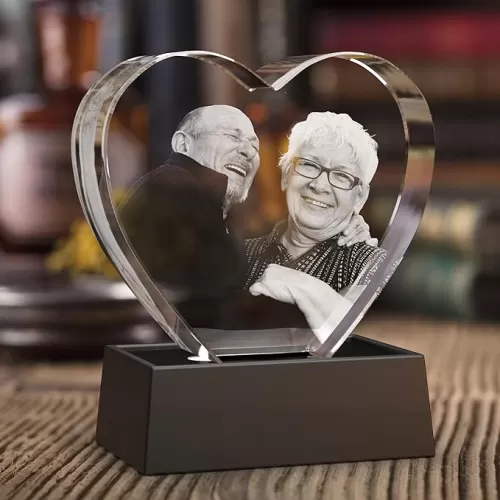 3D Photo Crystal Heart - Personalized Crystal Gifts with Your Own Photo. 3D Glass Picture