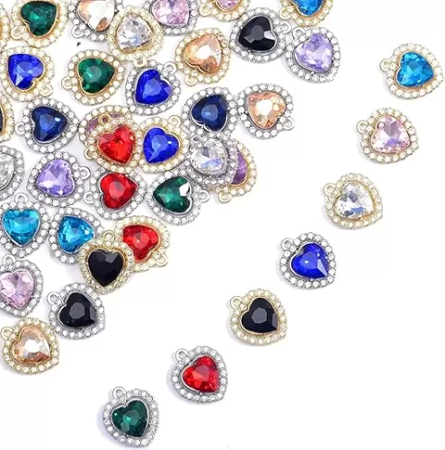 40Pcs Paired Crystal Pendants Charms for Jewelry Making Supplies, Rhinestone Gemstone Charms Findings for Necklace Earrings Craft