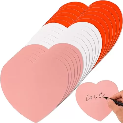 48 Pcs Large Heart Shape Paper Cut-Outs Double Sided Craft Heart Décor for Kids’ Love and Peace School Craft Projects, Valentine’s Day Craft(Red, Pink, White)