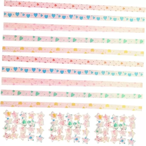 480pcs Origami Star Paper Strips Heart-shaped Craft Paper for Students Easy to Fold for Fun Relaxation and Holiday Decorations