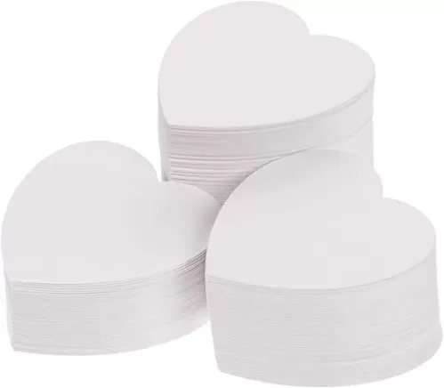 600 White Paper Heart Cutouts - 2'' Heart Shape Card - Valentine's Day & Party Decor - Die Cut Confetti for Classroom & School Craft Projects
