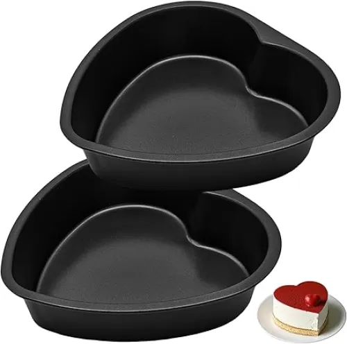7 Inch Heart Shaped Cake Pans, 2 Pack Heart Cake Tin Baking Molds for Mother
