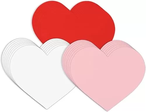 72pcs 6x5.2 Inch Heart Paper Cutouts Card, 3 Colors Large Heart Shaped Cut Outs Double-Sided Love Heart Cardstock Valentine