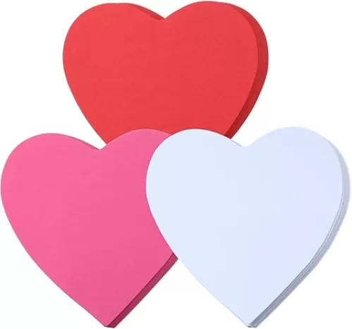 90 Pieces Heart Cutouts Paper Hearts Heart Shape Cards 5.5 Inches Large Valentine's Day Paper Cutouts with Glue Point Dots for Valentine's Day Craft (Red,Pink and White)