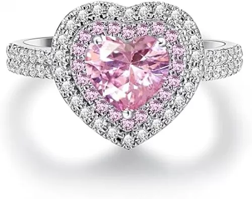 925 Sterling Silver Shiny Full Diamond Ring Cubic Zirconia Cocktail Rings CZ Diamond Ring Eternity Engagement Wedding Band Ring for Women Valentine