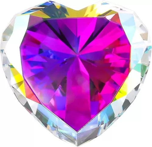 AB COLOR Crystal Diamonds Paper Weights with Gift Box, 80mm Heart Shape Real Crystal Diamond Glass Gems Paperweight, Big Diamonds Birthday Anniversary Women Her Valentine
