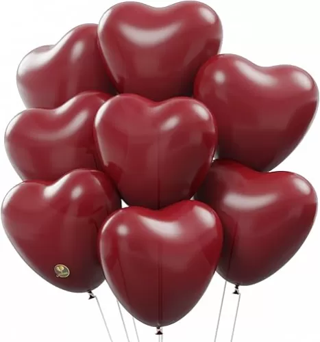 AFTERLOON® Biodegradable Balloons 24 pcs Ruby Red 10 Inch Heart Shaped, Thickened Extra Strong Natural Latex Helium Float, Propose Marriage Love Baby Shower Gender Reveal Wedding Bridal Corazones