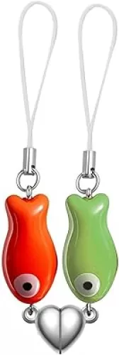 Agromusk Matching Phone Charms, Cute Ceramic Fish Matchaing Keychains Heart Strap Matching Couples Stuff Valentines Day Gifts