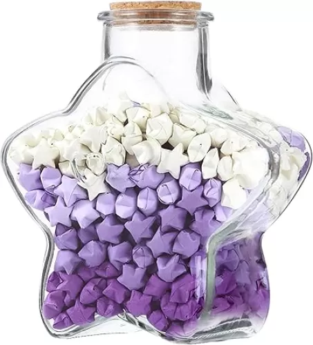 Alipis Origami Star Paper Strip 1pc Wishing Bottle Decor Heart Shaped Bottle Diy Reward Jar for Boys and Girls Party