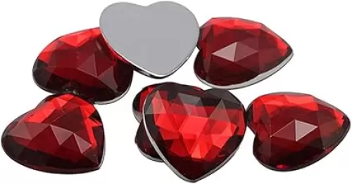 Allstarco 25mm Ruby H103 Flat Back Heart Acrylic Rhinestones 1 Inch Costume Plastic Gems Cosplay Jewels for Valentine's Party - 18 Pieces