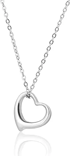 Altitude Boutique Open Heart Necklace for Women Floating Heart Necklace Hypoallergenic Simple Heart Necklace I Love You Necklace (Gold, Rose Gold, Silver)