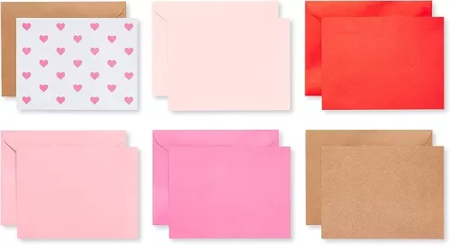American Greetings Bulk Blank Cards with Envelopes, Pink Heart Stationery (200-Count)