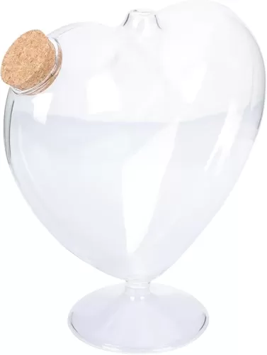 Angoily Heart Shaped Glass Jar Favor Bottle with Cork Handwriting Honeymoon Sand Keepsake Jar 16cm Wish Bottles Romantic Souvenir for Newlyweds Couple Wedding