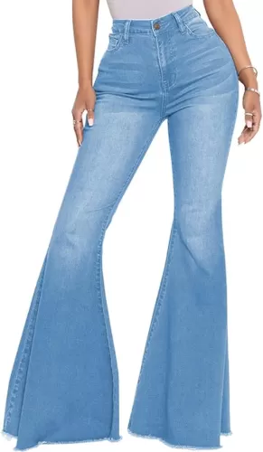 Bell Bottom Jeans for Women Skinny Flared Jeans Elastic High Waisted Vintage 70s Classic Stretchy Wide Leg Denim Pants